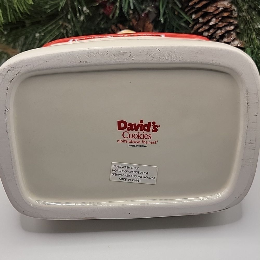 Davids Cookies Ceramic Purse Cookie Jar White And Red Vintage - Picture 4 of 5